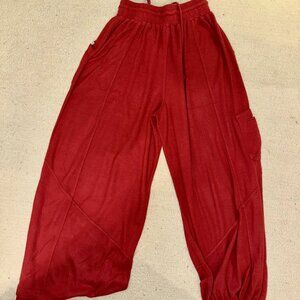 Urban Outfitters Baggy Cream Wine Red Lounge Pants